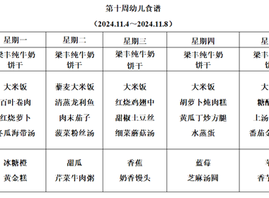 新塘幼儿园第十周幼儿食谱