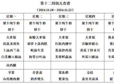 新塘幼儿园第十二周幼儿食谱