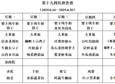 新塘幼儿园第十九周托班食谱
