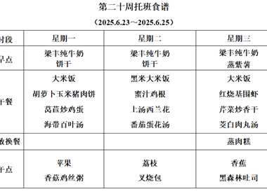 新塘幼儿园第二十周幼儿食谱