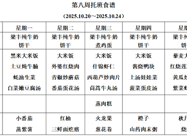 新塘幼儿园第八周托班食谱